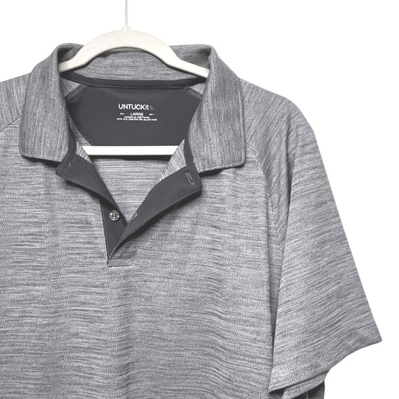 UNTUCKit Other - UNTUCKit Hannifer Polo Shirt Mens Large Blue Space Dye Heathered Short Sleeve